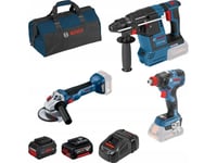 Bosch. 18V Gbh 18V-26 + Gdx 18V-200 C + Gws 18V-10 1X8,0Ah Pc 1X5,0Ah Torba