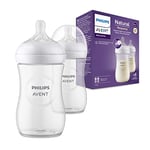 Philips Avent Natural Response Baby Bottle - 2 x 260ml Baby Milk Bottle for Newborns and Up, BPA Free, 1+ Months (Model SCY903/02)