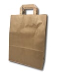 25 Sacs Papier taille moyenne kraft écru avec poignée 11 litres largeur 26 cm, hauteur 35 cm, soufflet 12- sac cabas à anse plate solide, résistant papier 80g non imprimé ref UGSE13PP1F (25)