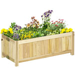 Outsunny Jardinière sur Pied Pliable bac à Fleurs dim. 70L x 30l x 25H cm Corps Aspect Lattes Bois Sapin pré-huilé