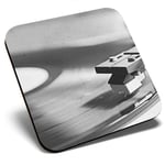 Square Single Coaster bw - Retro Record Player Vinyl  #36130