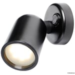 Osculati LED-spotlight i Svart 12/24 V, 2 W, 50 Lumen, 2900-3200 K, Strömbrytare, 16 LED G4, 90° Ljusspridning, Vitt ljus,