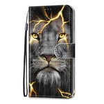 Unichthy iPhone SE 2022 5G / iPhone SE 2020 / iPhone 8 / iPhone 7 Case Flip PU Leather Shockproof Wallet Case with Stand Magnetic Money Pouch Folio Bumper Gel Protective Phone Cover Gold Lion