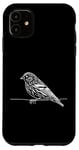 Coque pour iPhone 11 Line Art Oiseau et Ornithologue Pin Siskin