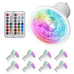 VARICART GU10 Colour Changing LED Bulbs, 5W Dimmable Spot Light Bullb, 12 Colour RGB + Cool White 6000K, 5 Modes, Built-in Memory with Remote, 35W~50W Equiv. for Everyday & Mood Lighting (8 Pack)