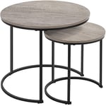 Yaheetech Tables Basses Gigognes, Tables de Salon Rondes Lot de 2, Bouts de canapé, Table d'Appoint Design Moderne, en Bois MDF et Métal pour Salon, Chambre, Gris