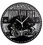 Instant Karma Clocks Wall Clock Mountain Bike Cycling Bicycle Hiking Tour, HDF Wood Coated Finish Black Color