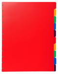 Exacompta - Réf. 86003E - Carton de 10 Intercalaires en polypro rigide multicolores pour protège-documents amovible à anneaux - 10 onglets neutres - pour format A4 maxi - dimensions 24 x 30,5 cm