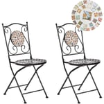 Lot de 2 Chaises Vintage en Métal Pliantes Motif Mosaïque Extérieur Jardin Noir Casario