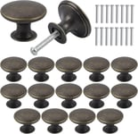 16PCS Vintage Boutons de Placard, Bronze Boutons de Tiroir, 30mm Tiroir de Porte Poignée, Rond Bouton de Meubles, Boutons de Porte, Poignées de Meuble pour Armoire Cuisine, Tables Chevet