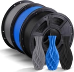 Filament 1.75 PLA,3kg Bobine PLA Filament pour Imprimante 3D (Noir+Gris+Bleu)