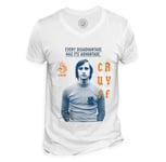 T-Shirt Homme Col V Johan Cruyff Vintage Footballeur Foot Star