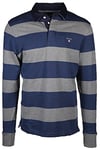 Gant Men's Original Barstripe Heavy Rugger Sweater, Dark Grey Melange, XS