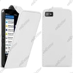 ebestStar ® pour BlackBerry Z10 - Housse Coque Etui Simili Cuir à Rabat vertical, Couleur Blanc [Dimensions PRECISES de votre appareil : 130 x 65.6 x 9 mm, écran 4.2'']