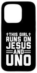 iPhone 15 Pro This girl runs on Jesus and uno funny christian card game Case