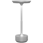 HOMCOM Lampe de Table LED Tactile, Lampe de Chevet sans Fil avec Batterie Rechargeable 4000mAh, 3 Niveaux d'éclairage, Ø13x28.5cm, Argent