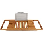 Hofuton Étagère de Baignoire Extensible en Bambou avec Support de Téléphone, Porte-Livre et Porte-Verre 70-105cm233cm