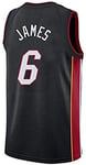 NBA Men's Basketball Jerseys - NBA Miami Heat # 6 LeBron James Basketball Fan Uniform Cool Breathable Fabric Vest T-shirt,Black,M