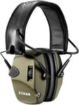 054 Casque Anti Bruit de Tir Electronique Coussinets d'oreille Remplaçable, SNR 27dB, NRR 22dB, Réducteur de Bruit Réglable, Protection Auditive de Chasse Amplificateur Sonore, Vert