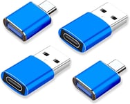 Lot de 4 adaptateurs USB C Femelle vers USB mâle - Adaptateur USB C - Adaptateur USB de Type C - avec Galaxy Google PC MacBook Pro iPad Ordinateur Portable - Bleu.[G129]