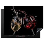 KitchenYeah© Protection Plaque Induction 71x52 cm Protege Deco Cuisine Cache Protège De Cuisson Accessoires Vin rouge - Vin blanc - Verre - Noir