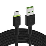 Green Cell GC Ray LED 2m USB-C Cable Type C Nylon Cord Wire for Samsung Galaxy S