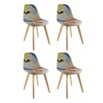 Lot de 4 Chaises Scandinave "Patchwork" 86cm Multicolore