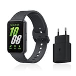 Samsung Galaxy Fit3, Bracelet connecté, Chargeur Secteur Rapide Inclus, écran 1,6’’, notifications SMS et appels, fonctionnalités sport & bien-être, IP68, batterie longue durée, Gris, Version FR