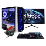 PC Gamer complet Nitropc Pack Silver - AMD Ryzen 5 5500, GTX 1650 4GB, RAM 16GB, M.2 1TB, Win11, WiFi - Écran 24" FullHD et accessoires