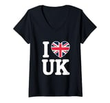 Womens Funny UK Flag Love UK I Love United Kingdom UK Meme V-Neck T-Shirt