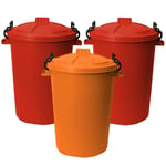 3 x 50L Bin Heavy Duty Plastic Locking Lid Feed Storage Garden Rubbish Waste Bin