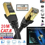 20m RJ45 Cat8 Ethernet Cable Network Gold Ultra-thin 40Gbps SSTP Patch LAN Lead