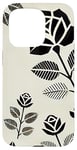 Coque pour iPhone 15 Pro Motif floral rose, style géométrique minimaliste