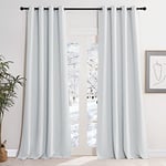 KGORGE Rideau Occultant Blanc - Rideau Isolation Thermique Anti Froid, Rideaux Occultants pour Enfants/Adultes avec Œillets, Decoration de la Maison Chambre, 140x245CM, Gris Blanc