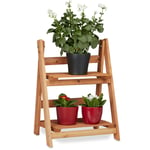 Escalier pour plantes bois échelle plante support intérieur HxlxP: 51 x 41 x 25 cm 2 niveaux, marron - Relaxdays