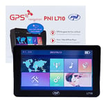 PNI Système de Navigation GPS L710 avec Pare-Soleil, 7 Pouces, 800 MHz, 256 Mo de DDR, 16 Go de mémoire Interne, émetteur FM, avec Deux alimentations de Voiture incluses