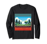 Retro game fans pixelated nature 8-bit wilderness pixels Long Sleeve T-Shirt