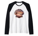 Seashell Beach Serene Ocean Landscape Raglan Baseball Tee