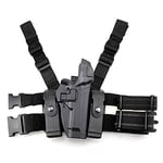 Gexgune Étui pour Jambe, pagaie pour la Main Droite, Ceinture de Cuisse, étui de Pistolet pour Pistolet Interchangeable, Niveau 3, avec Pochette pour Lampe-Torche Glock 17/19/22/23/31/32