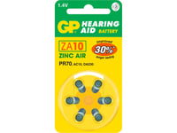 Gp Batteries Hearing Aid Za10, Engångsbatteri, Pr70, Zink-Luft, 1,4 V, 6 Styck, 3,6 Mm