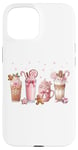 iPhone 15 Ginger Man Cookies Christmas Coffee Latte Pink Xmas Season Case