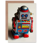 Retro Toy Robot Cool Fun Kids Birthday Greetings Card Plus Envelope Blank inside