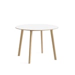 HAY - CPH Deux 220 2.0 Table Untreated Beech Frame Ø98 X H73 Pearl White Top Lacquered Beech Edge - Matbord - Ronan & Erwan Bouroullec - Vit - Trä