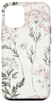 Coque pour iPhone 12/12 Pro Rose pastel Fleurs sauvages Fleurs sauvages Vintage Botanique