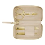 ZWILLING Manucure kit (3 pièces, étui en cuir véritable, set de voyage, avec ciseaux à ongles combinés), Premium, Gold Edition