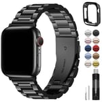 Fullmosa Compatible avec Bracelet Apple Watch 38mm/40mm/41mm,en Acier INOX Compatible pour Bracelet apple Watch Se Se 2 Series8,Series7,Series 6,Series 5,Series 4/3/2/1(Noir,38mm/40mm/41mm)