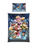 Herding Paw Patrol Bed Linen, The Mighty Cinema Film, Pillowcase 65 x 100 cm with Zip and Reversible Motif, Duvet Cover 160 x 210 cm, with Zip, 100% Cotton/Renforcé