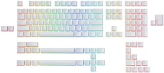 Glorious Gaming 145 Capuchons de Touches Aura V2 - Capuchons PBT Pudding, compatibles RGB, Polices et côtés transp., PBT pour + de durabilité, pour Toutes Les tiges MX, dispositions : US - Blanc