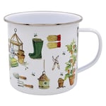 Green Fingers Tin Mug Coffee Cup Garden Lovers Theme Plants Gardening Tool 450ml