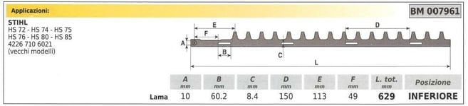 Lame Inférieur Stihl Taille-Haies Hs 72 74 75 007961